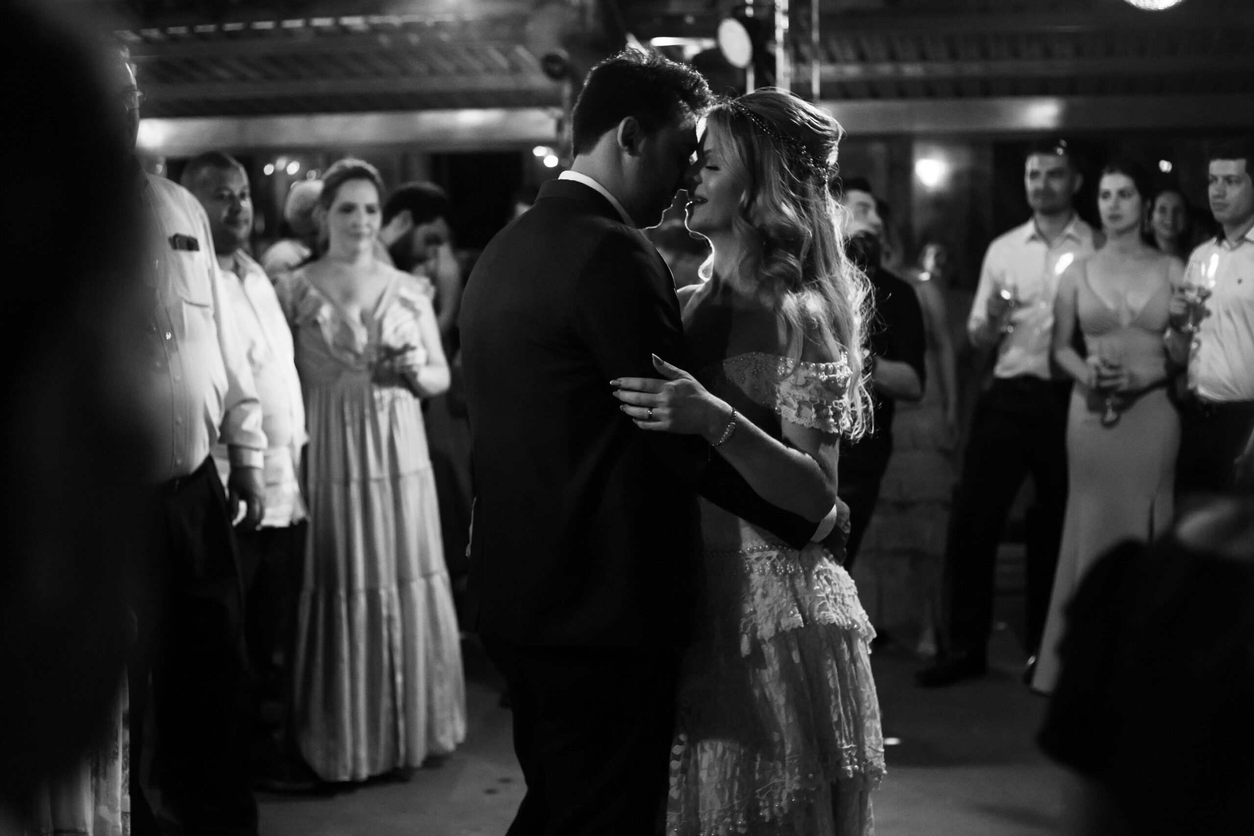 Man and woman share their first dance